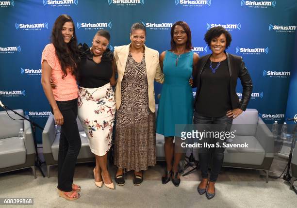Sonnie Johnson, Symone Sanders, Karen Hunter, Deneen Borelli and Zerlina Maxwell attend SiriusXM Presents The Black Female Vote Post- Hillary hosted...