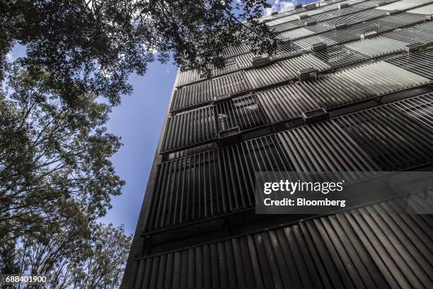 Burn marks are seen on the exterior of the Ministry of Agriculture a day after demonstrators set fire to the building in Brasilia, Brazil, on...
