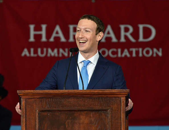 Facebook Founding Facebook Founder and CEO Mark Zuckerberg delivers the commencement ...