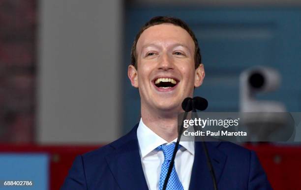 Facebook Founder and CEO Mark Zuckerberg delivers the commencement address at the Alumni Exercises at Harvard's 366th commencement exercises on May...