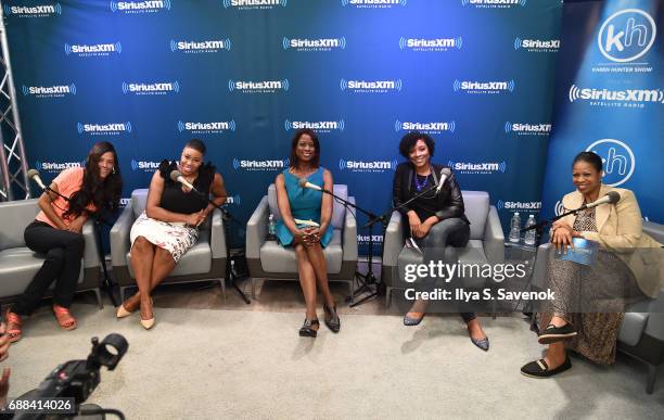 Sonnie Johnson, Symone Sanders, Deneen Borelli, Zerlina Maxwell and Karen Hunter pose during SiriusXM Presents The Black Female Vote Post-Hillary,...