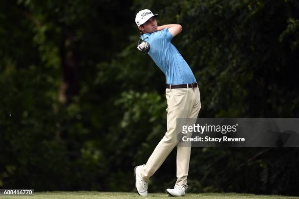 Poston plays his shot from the sixth tee during Round One of the DEAN & DELUCA Invitational at Colonial Country Club on May 25, 2017 in Fort Worth,...