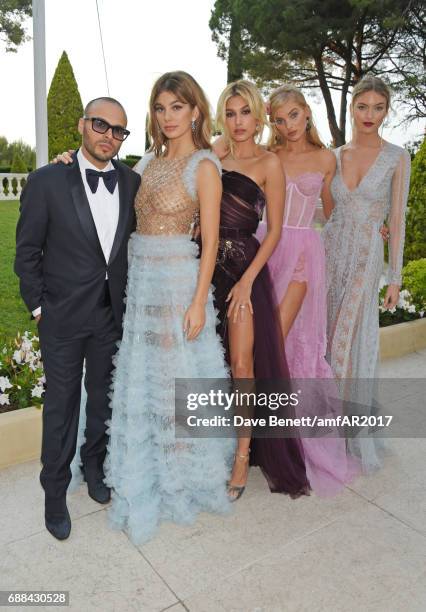 Richie Akiva, Camila Morrone, Hailey Baldwin, Elsa Hosk and Martha Hunt arrive at the amfAR Gala Cannes 2017 at Hotel du Cap-Eden-Roc on May 25, 2017...