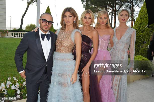 Richie Akiva, Camila Morrone, Hailey Baldwin, Elsa Hosk and Martha Hunt arrive at the amfAR Gala Cannes 2017 at Hotel du Cap-Eden-Roc on May 25, 2017...