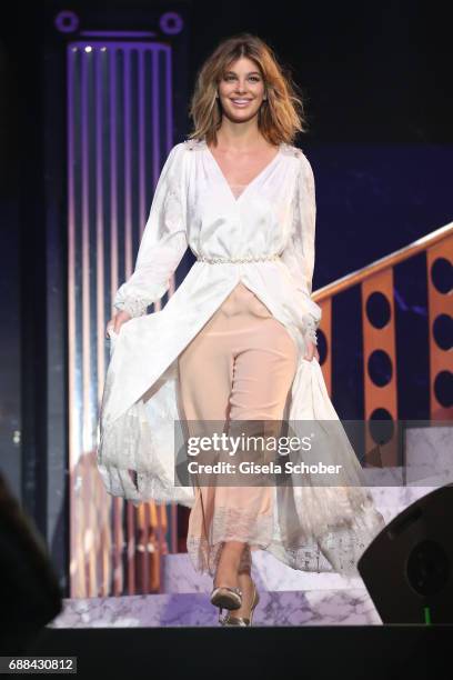Camila Morrone walks the runway in the fashion show during the amfAR Gala Cannes 2017 at Hotel du Cap-Eden-Roc on May 25, 2017 in Cap d'Antibes,...