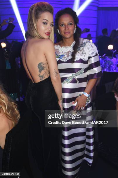 Rita Ora and Isabel dos Santos attend the amfAR Gala Cannes 2017 at Hotel du Cap-Eden-Roc on May 25, 2017 in Cap d'Antibes, France.