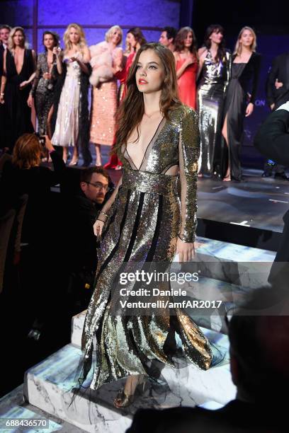 Barbara Palvin wearing Alexander McQueen walks the runway at the amfAR Gala Cannes 2017 at Hotel du Cap-Eden-Roc on May 25, 2017 in Cap d'Antibes,...