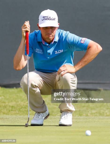 Poston reads his putt on the 9th green during the first round of the Dean & DeLuca Invitational on Thursday, May 25, 2017 at Colonial Country Club in...