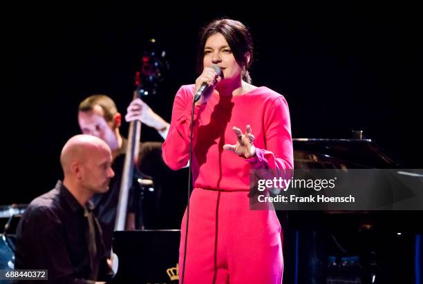 Singer and actress Jasmin Tabatabai performs live on stage during a concert at the Heimathafen Neukoelln on May 25, 2017 in Berlin, Germany.