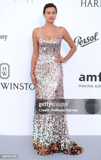 Irina Shayk arrives at the amfAR Gala Cannes 2017 at Hotel du Cap-Eden-Roc on May 25, 2017 in Cap d'Antibes, France.