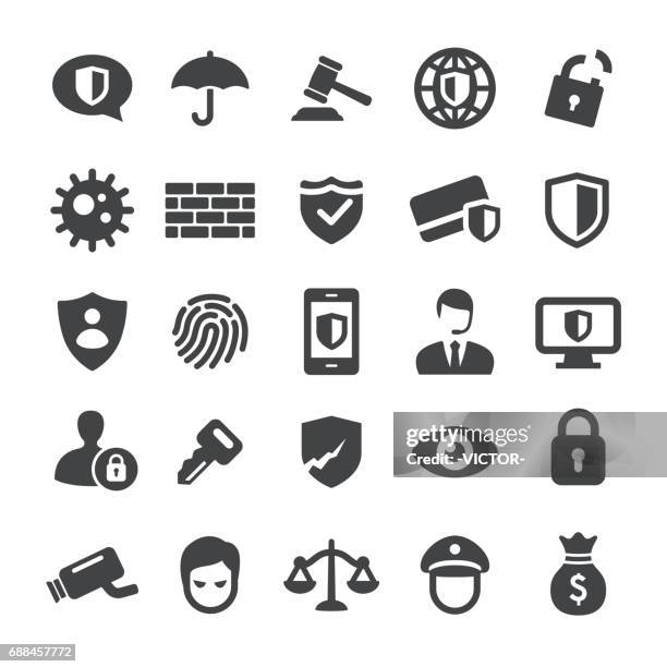 stockillustraties, clipart, cartoons en iconen met privacy en internet security icons - slimme serie - damaged