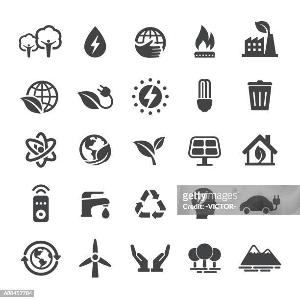 illustrazioni stock, clip art, cartoni animati e icone di tendenza di icone energetiche ed eco - smart series - conservazione ambientale