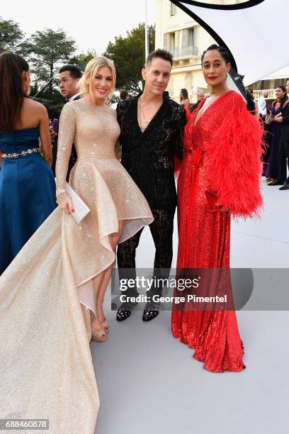 Hofit Golan, Jeremy Scott and Tracee Ellis Ross attend the amfAR Gala Cannes 2017 at Hotel du Cap-Eden-Roc on May 25, 2017 in Cap d'Antibes, France.