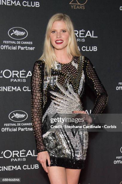 Lara Stone attends Gala 20th Birthday of L'Oreal In Cannes during the 70th annual Cannes Film Festival at Martinez Hotel on May 24, 2017 in Cannes,...