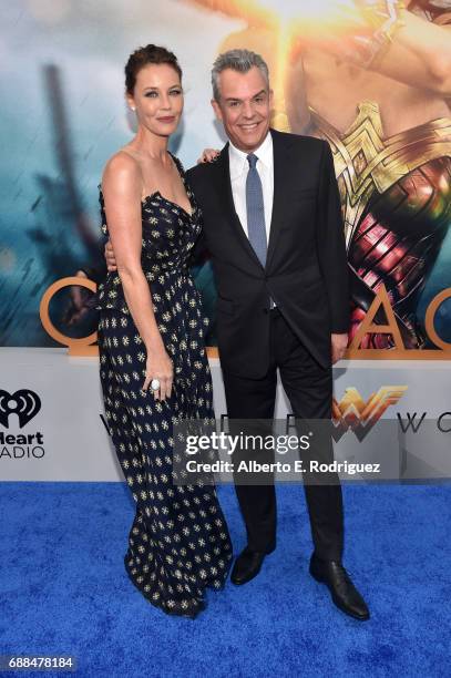 Actors Connie Nielsen and Danny Huston attend the premiere of Warner Bros. Pictures' "Wonder Woman" at the Pantages Theatre on May 25, 2017 in...