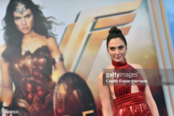 Actor Gal Gadot attends the premiere of Warner Bros. Pictures' "Wonder Woman" at the Pantages Theatre on May 25, 2017 in Hollywood, California.