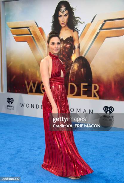 Actress Gal Gadot attends the world premiere of "Wonder Woman" at the Pantages on May 25, 2017 in Hollywood, California. / AFP PHOTO / VALERIE MACON