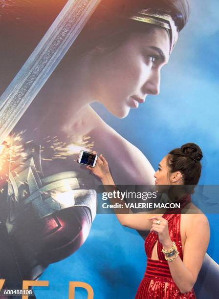 Actress Gal Gadot attends the world premiere of "Wonder Woman" at the Pantages on May 25, 2017 in Hollywood, California. / AFP PHOTO / VALERIE MACON