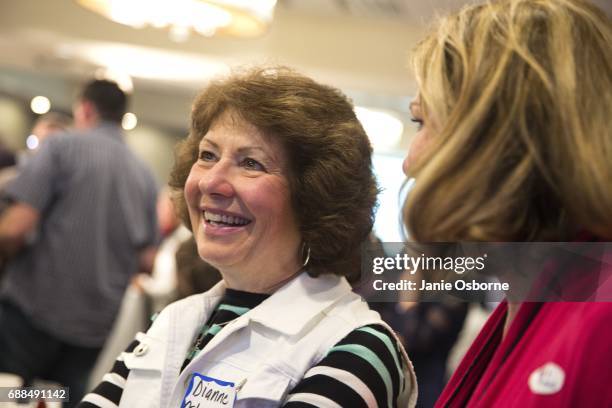 Diane Ostermiller reacts as Republican Greg Giangorte's lead in announced in Montana's special House election against Democrat Rob Quist at the...