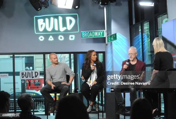 Actors James Badge Dale, Tamara Tunie and playwright Robert Schenkkan attend Build the cast of 'Building The Wall' at Build Studio on May 25, 2017 in...