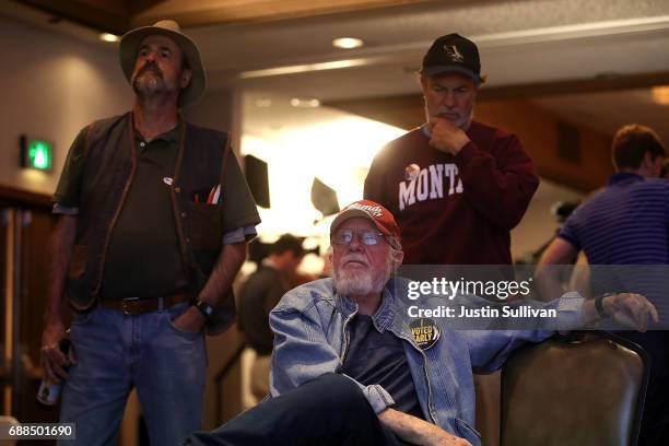 Supporters of Democratic U.S. Congresstional candidate Rob Quist watch election returns during an election night gathering at the DoubleTree by...