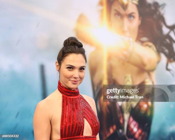 Gal Gadot arrives at the Los Angeles premiere of Warner Bros. Pictures' "Wonder Woman" held at the Pantages Theatre on May 25, 2017 in Hollywood,...