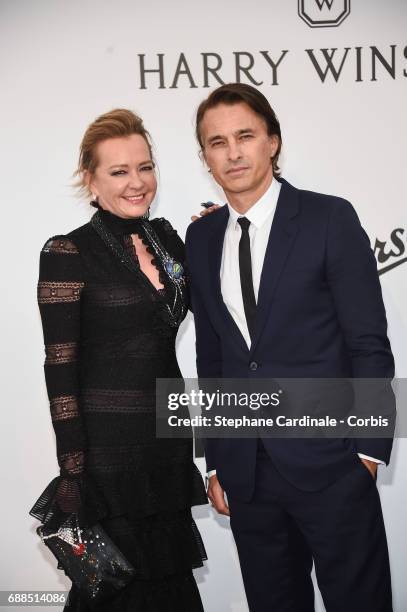 Caroline Scheufele and Olivier Martinez arrives at the amfAR Gala Cannes 2017 at Hotel du Cap-Eden-Roc on May 25, 2017 in Cap d'Antibes, France.