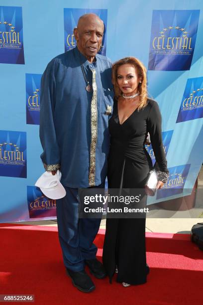 Actor Louis Gossett Jr. And Mona Ibrahim attends the Celestial Awards Of Excellence at Alex Theatre on May 25, 2017 in Glendale, California.