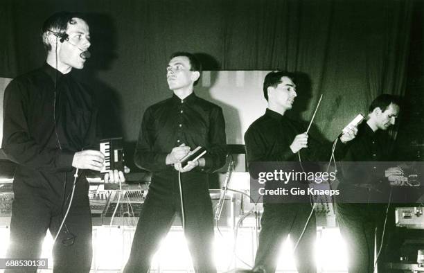 Kraftwerk, Ancienne Belgique, Brussels, ; Ralf Hutter, Karl Bartos, Wolfgang Flur, Florian Schneider.