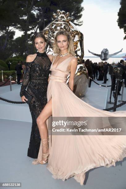 Lara Lieto and Natasha Poly attend the amfAR Gala Cannes 2017 at Hotel du Cap-Eden-Roc on May 25, 2017 in Cap d'Antibes, France.