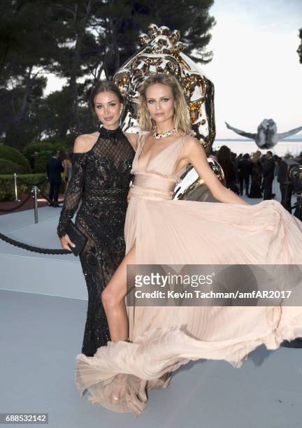 Lara Lieto and Natasha Poly attend the amfAR Gala Cannes 2017 at Hotel du Cap-Eden-Roc on May 25, 2017 in Cap d'Antibes, France.