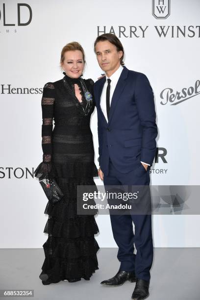 Chopard Artistic Director and Co-President Caroline Scheufele and Olivier Martinez attend the Amfar Gala at Hotel du Cap-Eden-Roc in Cap d'Antibes,...