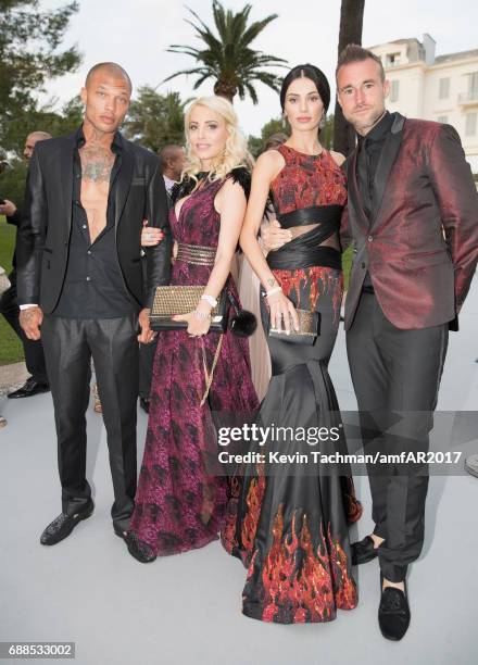 Jeremy Meeks, Juliane Dalla Pria, Andreea Sasu and Philipp Plein attend the amfAR Gala Cannes 2017 at Hotel du Cap-Eden-Roc on May 25, 2017 in Cap...