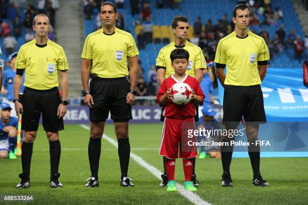 Referees and ballkid during the FIFA U-20 World Cup Korea Republic 2017 group F match between Senegal and USA at Incheon Munhak Stadium on May 25,...