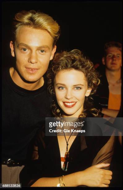 Kylie Minogue and Jason Donovan, TV Show 'Tien om te zien', Blankenberge, Belgium, .