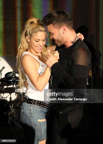 Shakira and Prince Royce are seen performing at her "El Dorado" Album Release Party at The Temple House on May 25, 2017 in Miami, Florida.