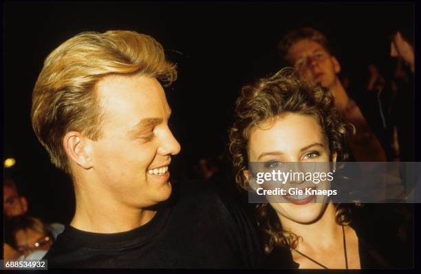 Kylie Minogue and Jason Donovan, TV Show 'Tien om te zien', Blankenberge, Belgium, .