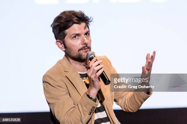 Actor Adam Scott moderates the Writers Guild Foundation Presents - The Serialized Sitcom: Writing And Acting With "The Good Place" at ArcLight...