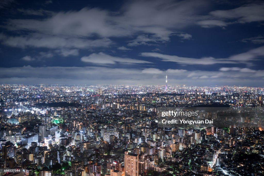 Aerial View of Tokyo at Night