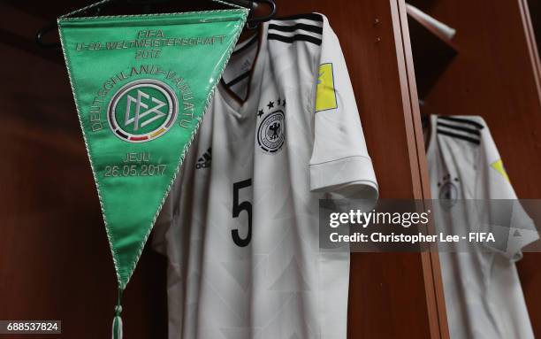 The shirt of Benedikt Gimber of Germany in the changing room during the FIFA U-20 World Cup Korea Republic 2017 group B match between Germany and...