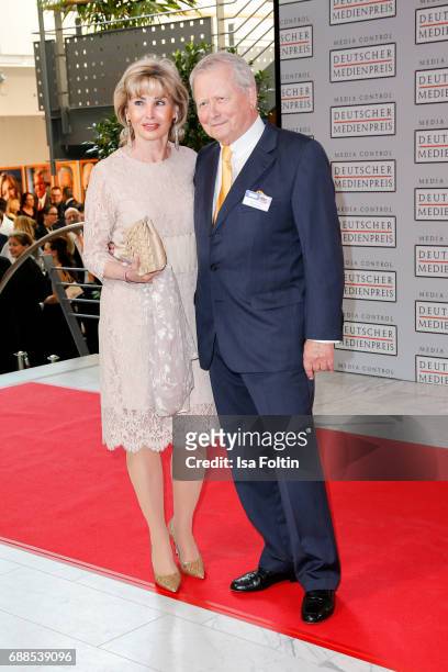 Wolfgang Porsche and his partner Claudia Huebner during the German Media Award 2016 at Kongresshaus on May 25, 2017 in Baden-Baden, Germany. The...