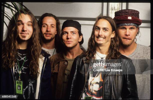 Pearl Jam, Eddie Vedder, Mike McCready, Jeff Ament, Stone Gossard, Dave Abbruzzese, Pinkpop Festival, Landgraaf, Holland, .