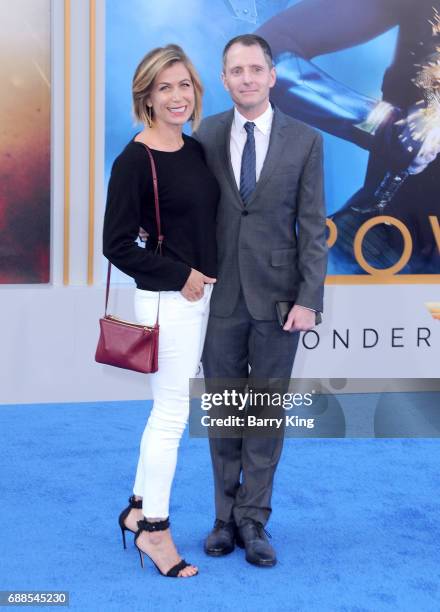 Writers Sonya Walger and Allan Heinberg attend the World Premiere of Warner Bros. Pictures' 'Wonder Woman' at the Pantages Theatre on May 25, 2017 in...
