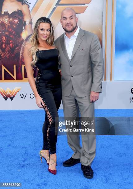 Amber Nichole Miller and Tito Ortiz attend the World Premiere of Warner Bros. Pictures' 'Wonder Woman' at the Pantages Theatre on May 25, 2017 in...