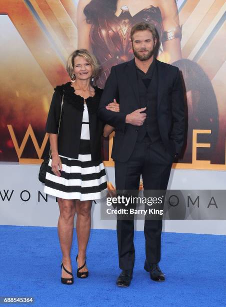 Actor Kellan Lutz and mother Karia Lutz attend the World Premiere of Warner Bros. Pictures' 'Wonder Woman' at the Pantages Theatre on May 25, 2017 in...