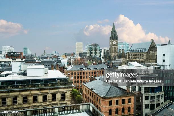 manchester, cityscape, middlands, england , uk - manchester town hall stockfoto's en -beelden