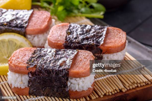 spam musubi - spam stock pictures, royalty-free photos & images