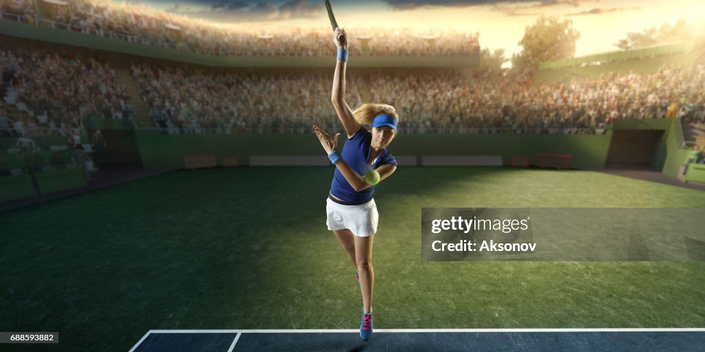 Tennis: Female sportsman in action