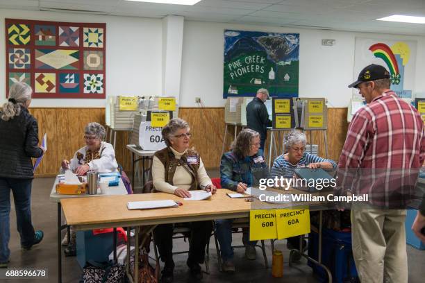 Residents of Park County, Montana vote at the Park County Fairgrounds in the special election for Montana's lone House of Represenatives seat on May...
