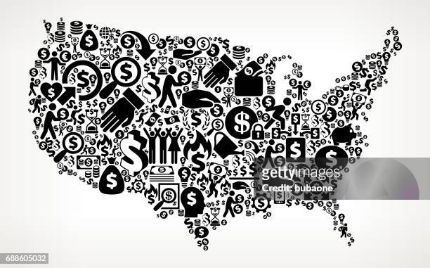 united states map money and finance black and white icon background - american one hundred dollar bill stock illustrations